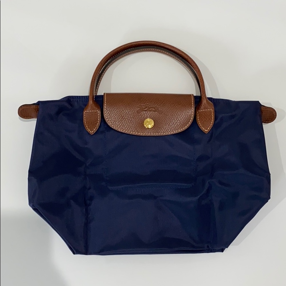 NEW Longchamp Pliage Top Handle S Navy Tote